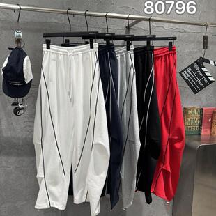 2026春 棉质长裤 欧韩伽80796休闲高腰撞色弯刀裤 女宽松显瘦阔腿裤