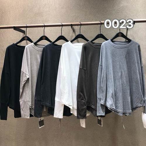 me too古素0023简约风纯色长袖T恤女2026春季宽松打底衫磨毛上衣