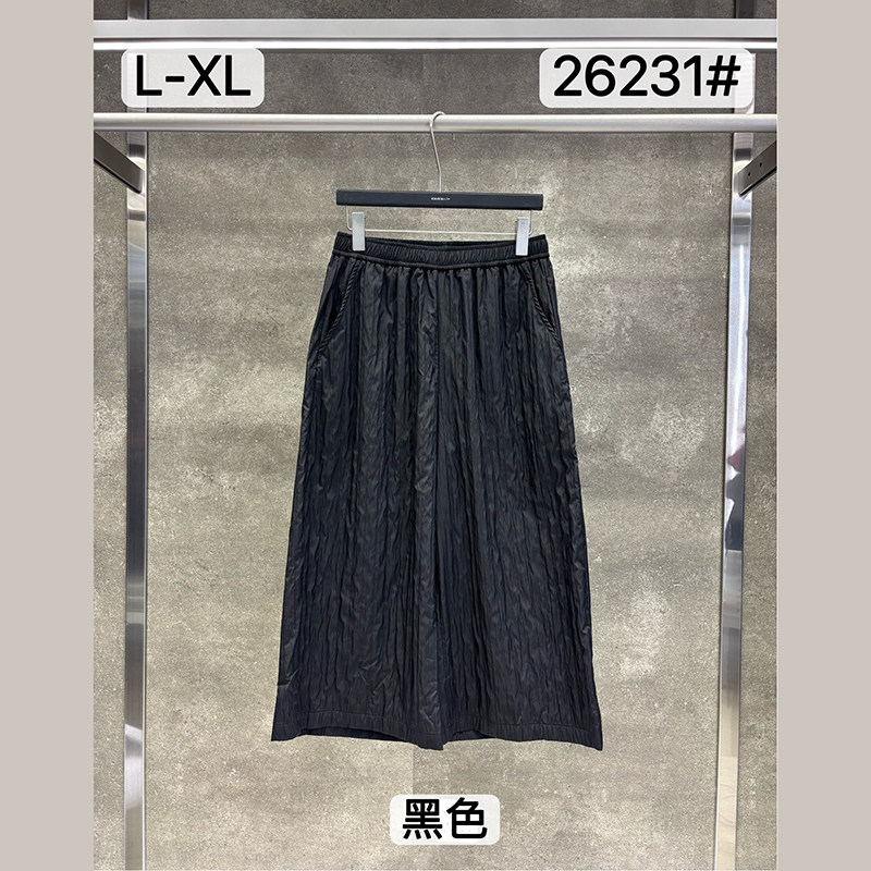 小辫子26231休闲高腰褶皱阔腿裤女黑色宽松显瘦长裤2026秋季新款