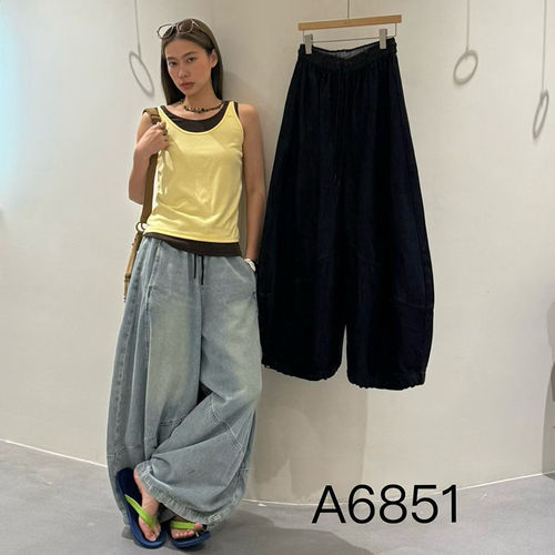 becabeau幕茄6851高腰宽松阔腿牛仔裤女显瘦大码百搭休闲裤2026夏