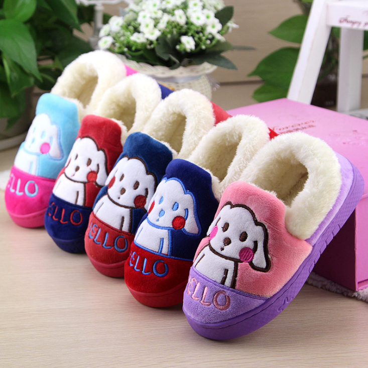 Chaussons enfants en suède pour hiver - semelle caoutchouc - Ref 1013819 Image 4