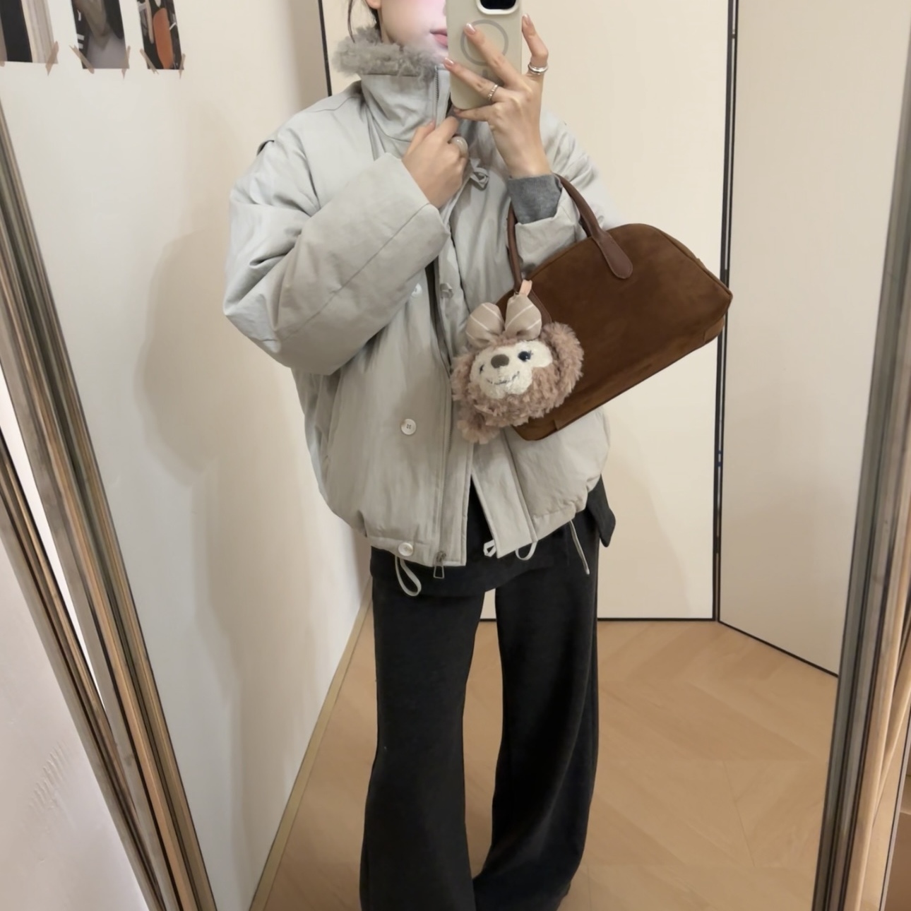 LELE-【初雪温语】冬季新款90白鸭绒拼接毛领保暖韩版羽绒