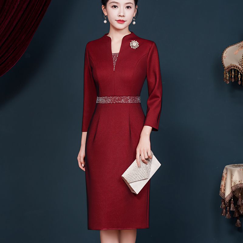 结婚礼妈妈礼服高贵喜婆婆连衣裙