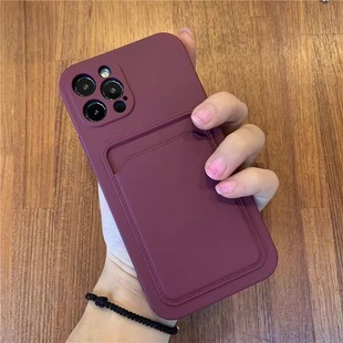 15硅胶xr创意情侣男8plus女7全包防摔可放照片 简约磨砂纯色卡套14pro适用13promax苹果11手机壳iphone12新款