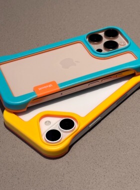 夏季适用苹果15散热手机壳iPhone13透气撞色框16promax潮流边框壳17手机壳简约新款14Pro创意镂空男士防摔壳