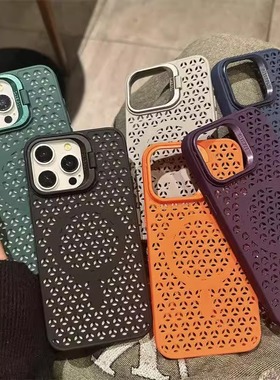 适用苹果14promax手机壳新款磁吸iphone15防摔13支架12男女磨砂保护套防摔16pm镜头支架ip12/11磁吸充电软壳