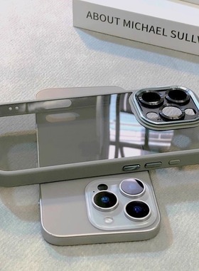 高级金属镜头适用iphone15新款苹果14proMax手机壳13por透明12pro简约风防摔亚克力16保护套ip男女款高级感pm