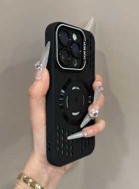 镜头支架适用苹果16promax磁吸手机壳冰点散热镂空软iPhone15镜头全包14超薄防摔ip13/12保护套11小众无线充