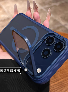 镜头膜翻盖支架适用苹果17promax手机壳新款iphone16pro橙色磁吸15plus简约14pm高级感13防摔17air全包保护套