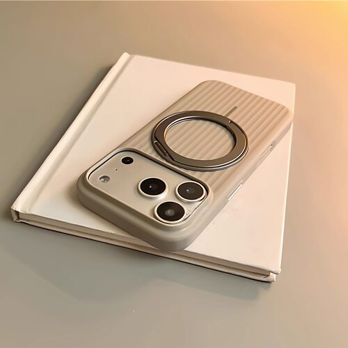 钛灰白色磨砂瓦楞纹磁吸支架壳