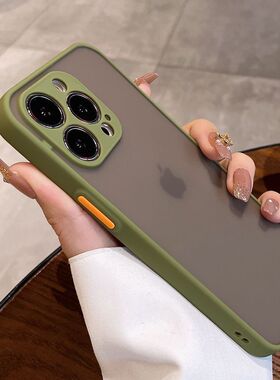 适用苹果14手机壳13防摔iphone12PROMAX全包XSMAX磨砂XR/78P/11高级感保护套14pro半透明14Plus女14promax男