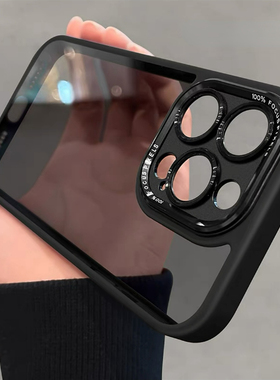 高级金属镜头适用iphone15新款苹果16proMax手机壳13por透明12pro简约风防摔亚克力14保护套ip男女款高级感pm
