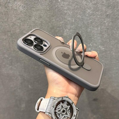 送合金镜头膜苹果16适用iPhone17promax手机壳支架磁吸15pro苹果Magsafe肤感磨砂支点壳14男女13高级感12透明