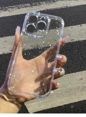 高级感闪粉适用苹果16/17Pro新款简约透明iPhone15/14ProMax手机壳硅胶软壳11pormax防摔全包镜头12/13保护壳