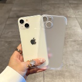 适用苹果15半透无边框手机壳iPhone14promax磨砂套13新款 pro高级感男女12小众por半透11爆款 max网红简约plus