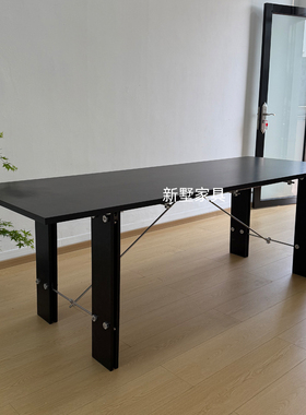 设计师款黑色电脑桌会议桌家用办公电脑桌工作台长条桌子客厅餐桌