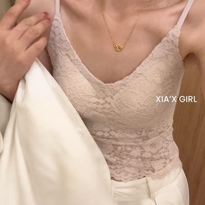 XIA夏夏磨毛巨显胸型显身材吊带美背大衣配皮草打底背心HS8168MY