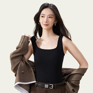 无袖保暖背心胸垫无痕文胸一体冰岛天丝U领罗纹天丝抓毛吊带8888