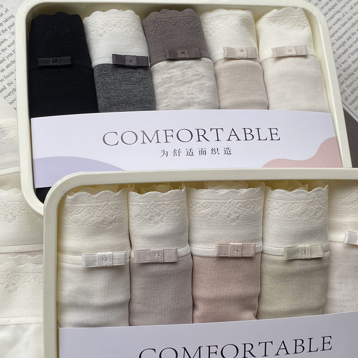 拂夏-5条装超细螺纹棉内裤(85145斤合适)R076