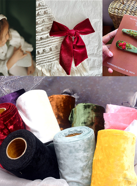 韩国进口复古钻石丝绒手工diy蝴蝶结大肠圈发箍发夹包夹子丝带布