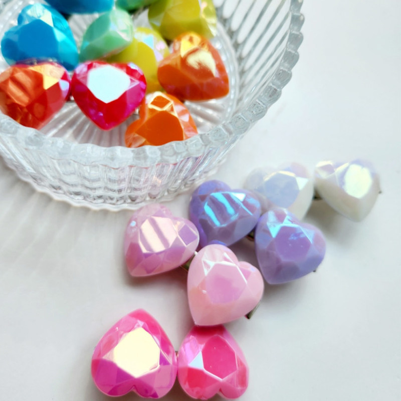 韩国进口糖果镭射彩色亚克力爱心贴片手工diy儿童边发夹头饰材料