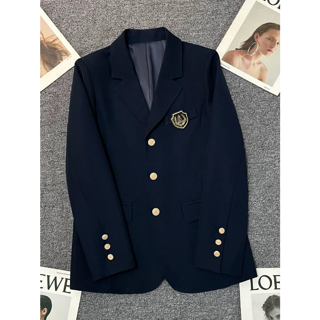 JK制服西装外套女正版三粒校供感西服春秋季新款学院风徽章DK上衣