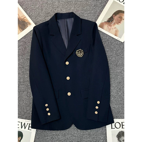 JK制服西装外套女正版三粒校供感西服春秋季新款学院风徽章DK上衣
