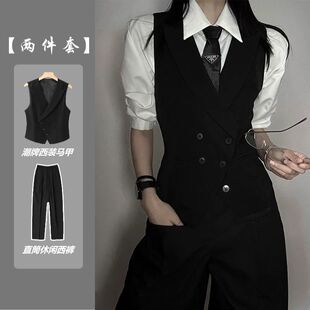 西服马甲男女中性风痞帅高级英伦枪驳领商务修身 休闲马夹 背心西装
