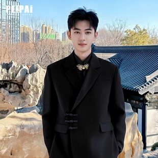 2025高端帅气新郎结婚订婚新款中式西服套装男国风主持人艺考西装