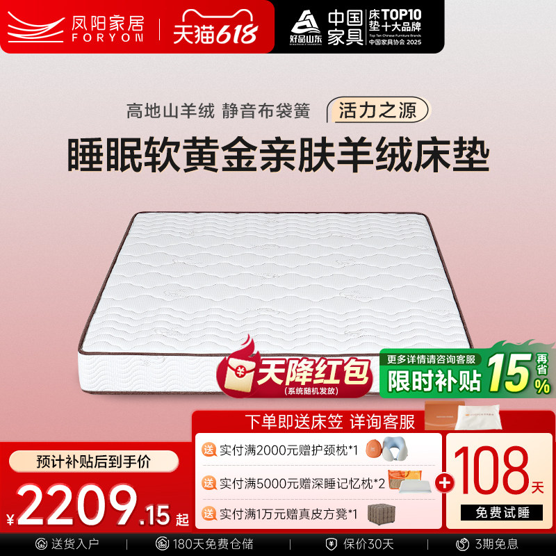 凤阳天然乳胶床垫家用软硬适中独立布袋弹簧床垫活力之源