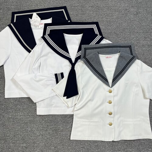 柚见中古日制校供水手服 萌款高校本校JK长袖 短袖异色夏服中间服