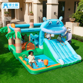 博士豚河马充气城堡室内外公园儿童蹦蹦跳床滑梯跳跃家用小游乐场
