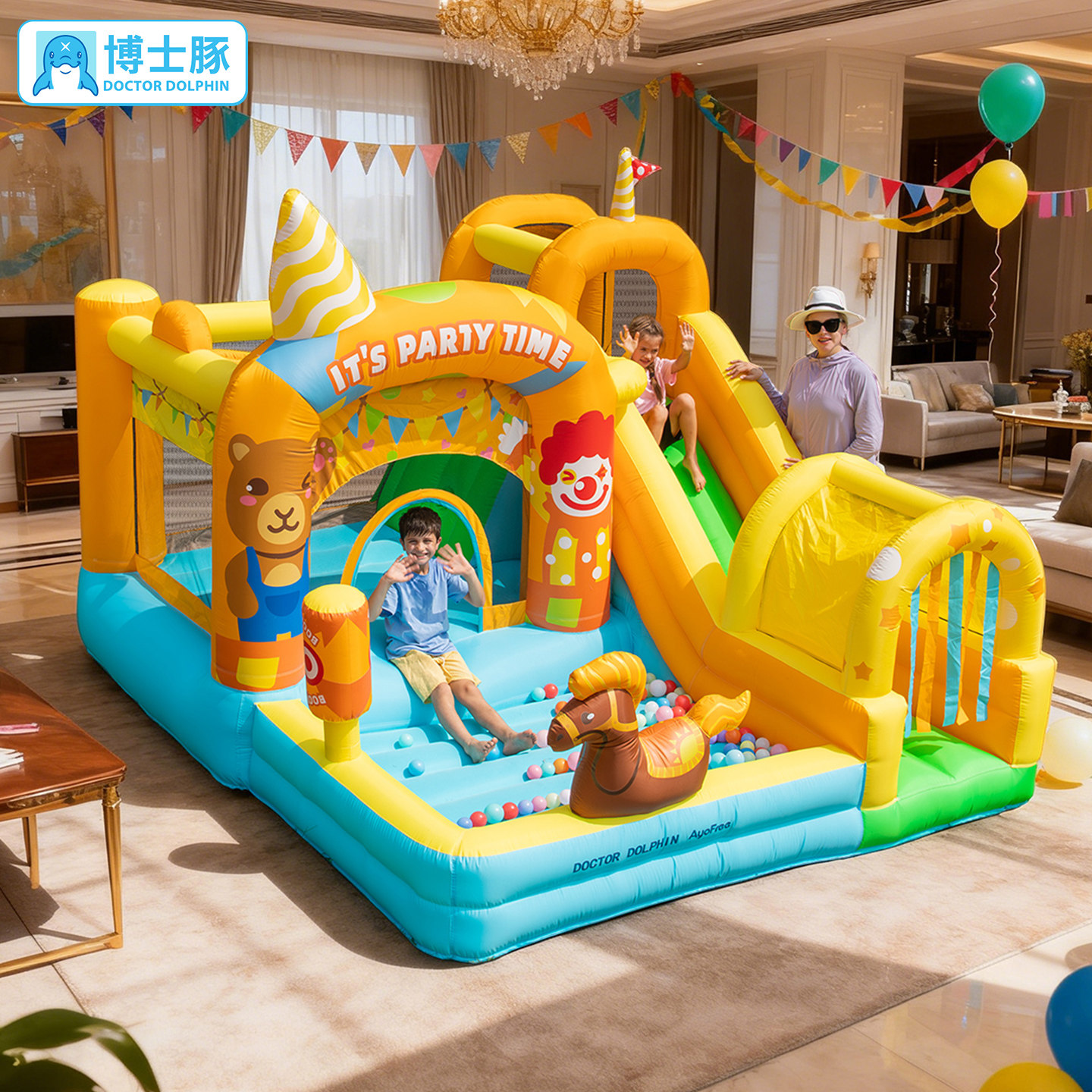 博士豚马戏团乐园充气城堡室内小型蹦蹦床家用滑梯室外大型淘气堡
