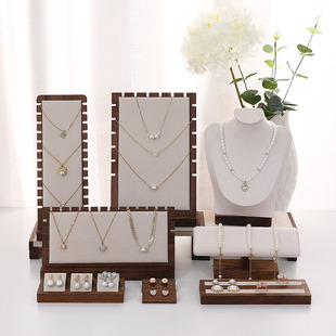 法式胡桃木项链展示架耳钉耳环陈列道具手链饰品珍珠珠宝拍摄摆件