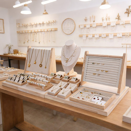 木质橱窗珠宝首饰展示架陈列套装