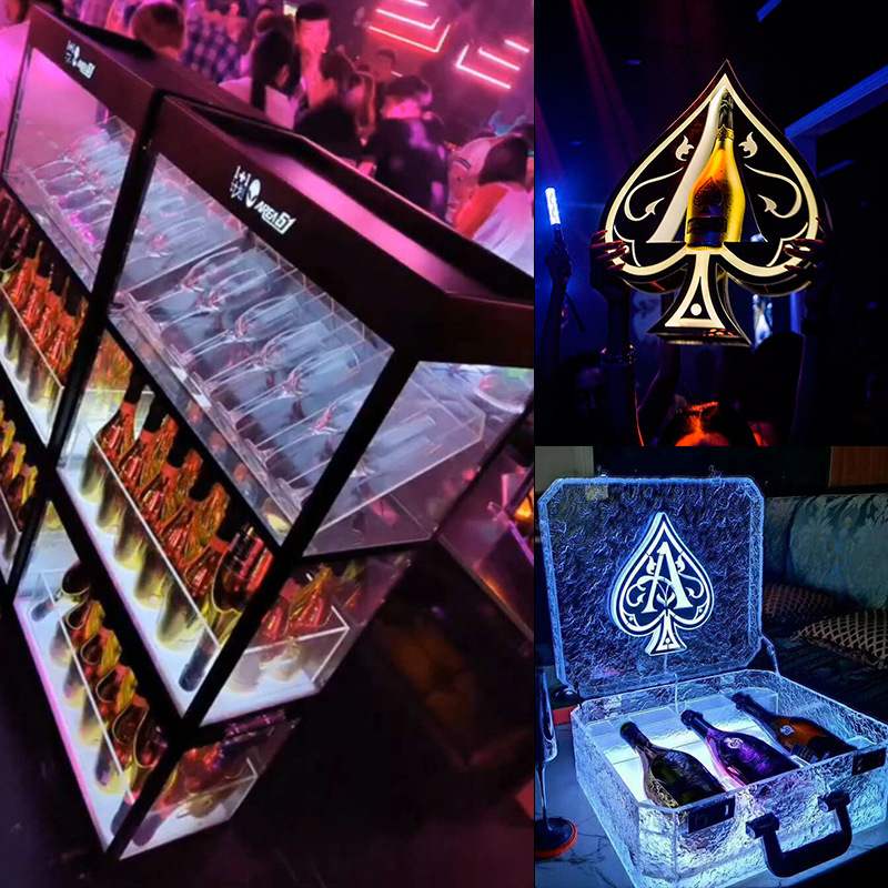 酒吧led彩色音控酒柜夜场ktv清吧香槟红酒座洋酒展示