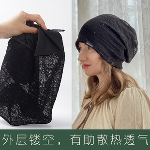 包头帽女夏季薄款空调房办公室防风化疗后光头帽子月子帽产后睡帽