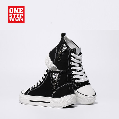 【口碑爆款】春夏高帮显高帆布鞋情侣潮流休闲时尚潮鞋经典W28121