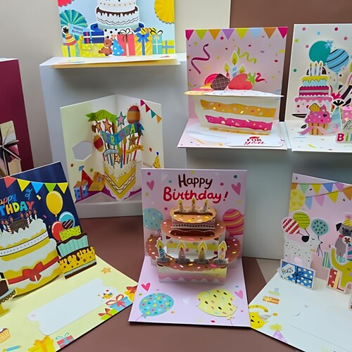 3d立体生日快乐贺卡配信封