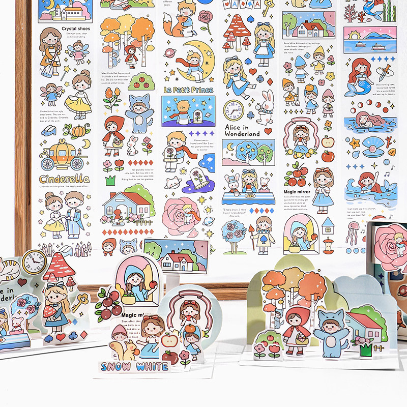 mepet长条胶带 大人的童话系列 卡通可爱手帐diy拼贴画6款