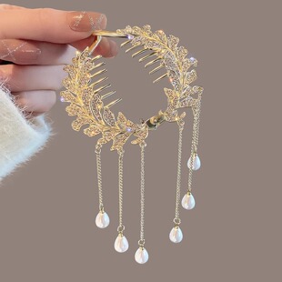 简约麦穗发簪女水钻流苏头饰气质高级感合金发饰