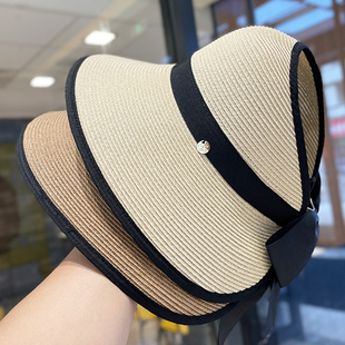草编大檐渔夫帽子女款2026新款夏季透气防晒遮阳时尚百搭太阳帽潮