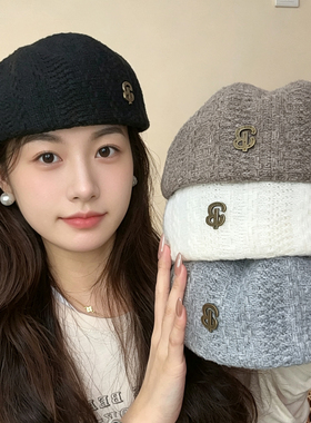 针织定型显脸小百搭报童帽女款