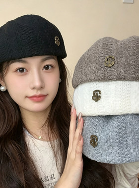 针织定型显脸小百搭报童帽女款