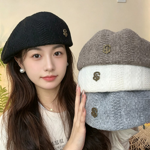 针织定型显脸小百搭报童帽女款
