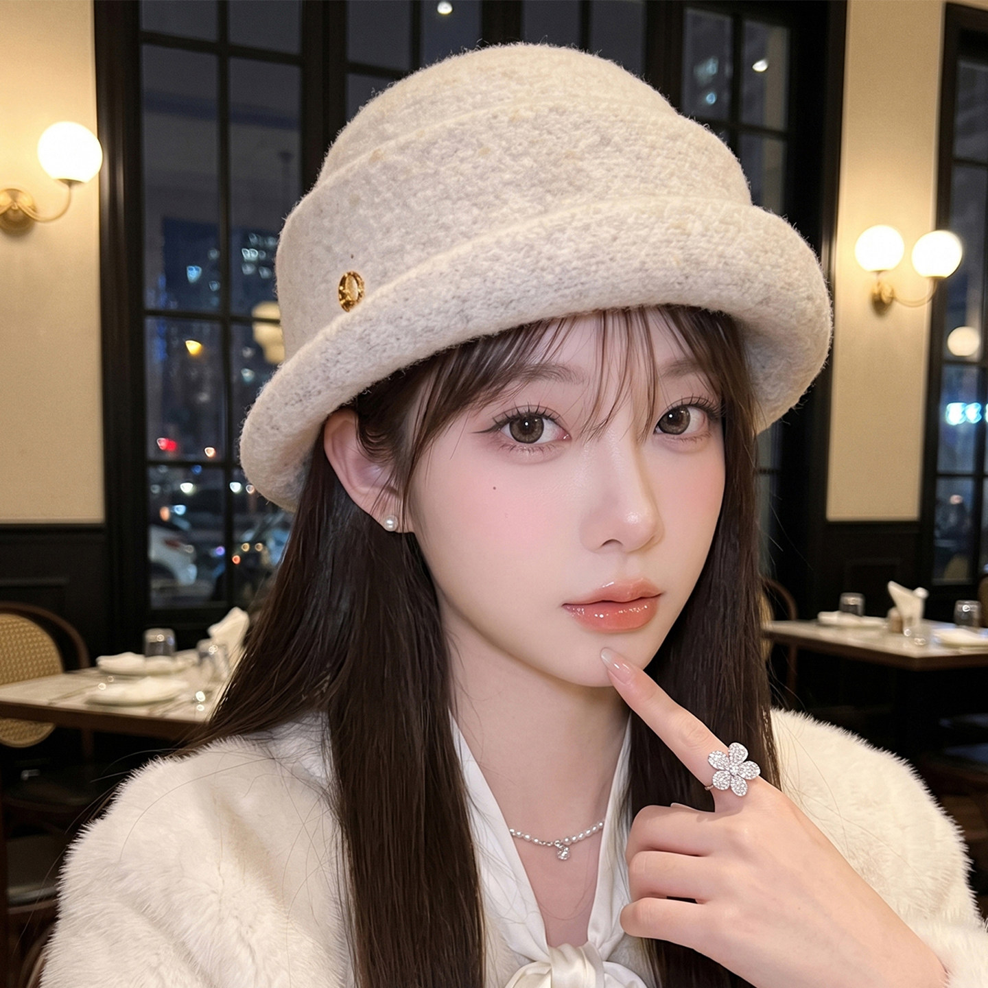 法式千金风秋冬显脸小渔夫帽女