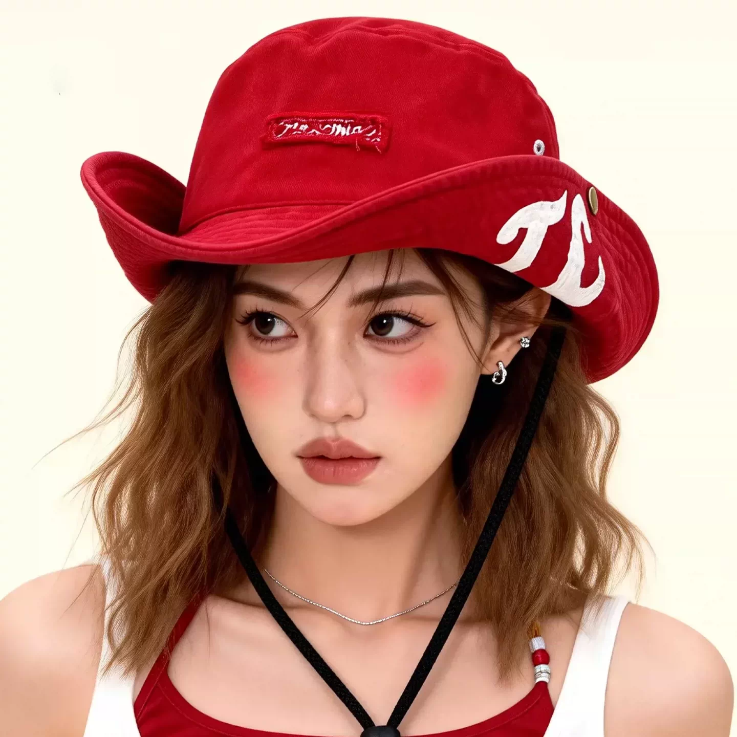韩系字母牛仔渔夫帽女夏季防晒