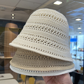 新款 2026夏季 洋气防晒帽 渔夫帽针织帽子女款 韩国钩织镂空透气时尚