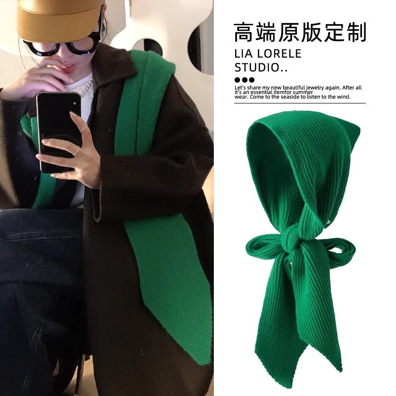 韩版氛围感披肩围脖帽子一体加大加长冬季防寒保暖纯色百搭针织帽