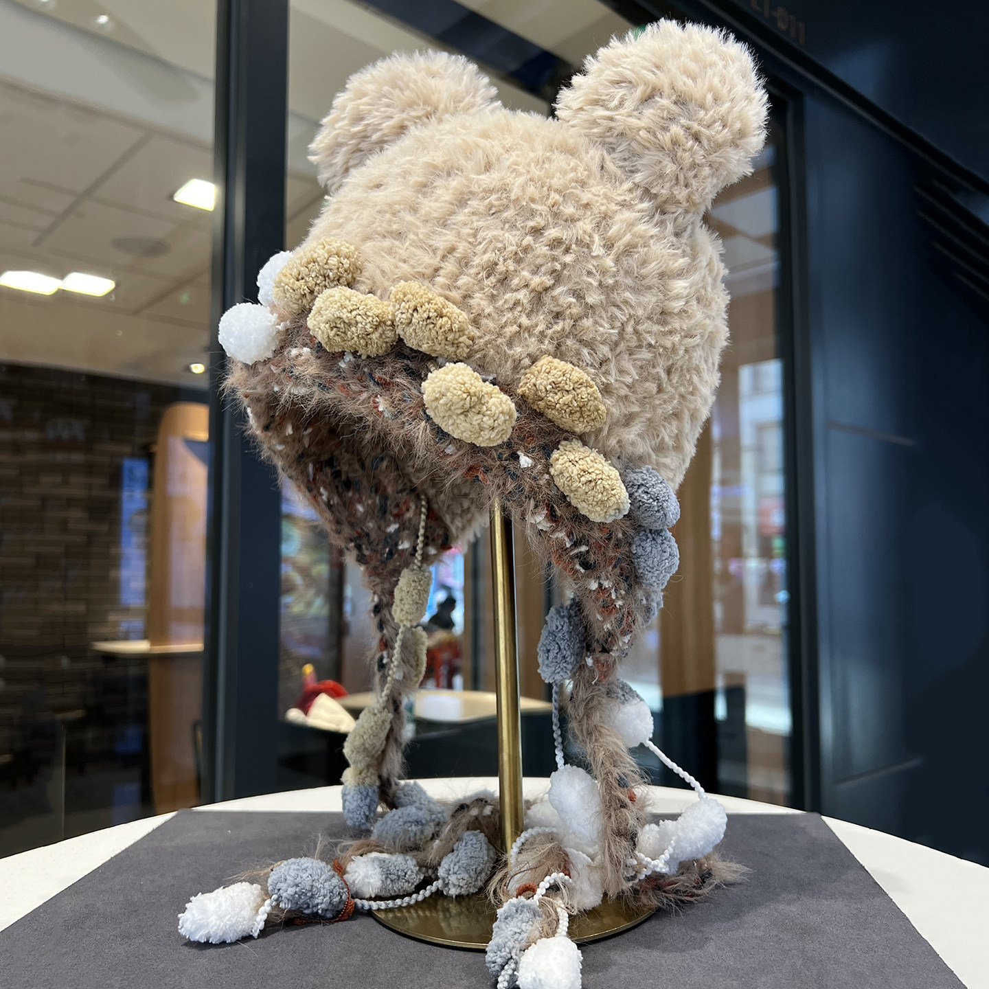 日系可爱熊耳彩色球球针织帽子女士冬季保暖护耳百搭显脸小套头帽,服饰配件/皮带/帽子/围巾,帽子,淘宝优惠券,粉丝福利购,淘宝优惠卷